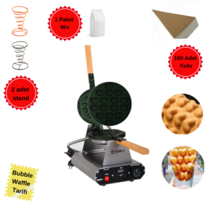 Bubble-Waffle-Makine Seti-Kalpli